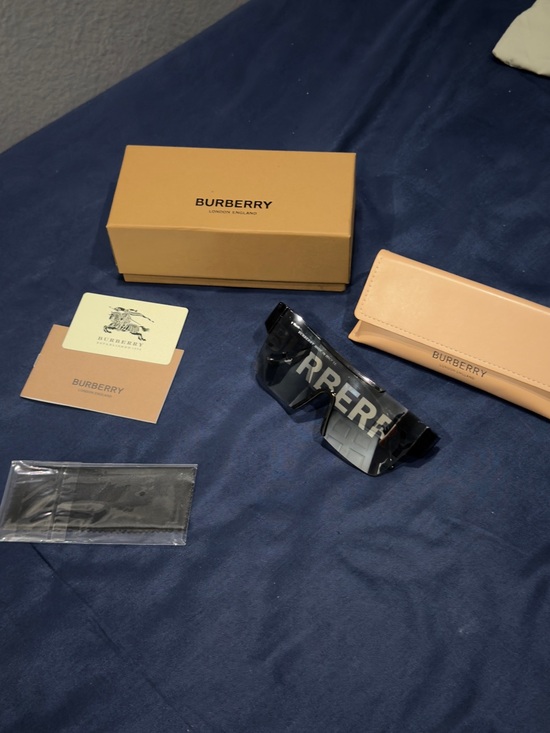 Burberry Other - Burberry Black Shield Sunglasses with Beige Case and Box